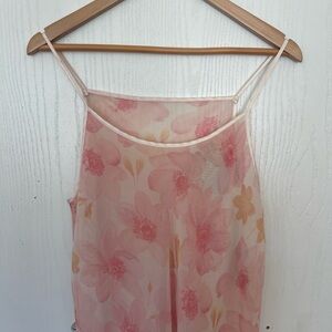 Floral Sheer Pink and Yellow Dress